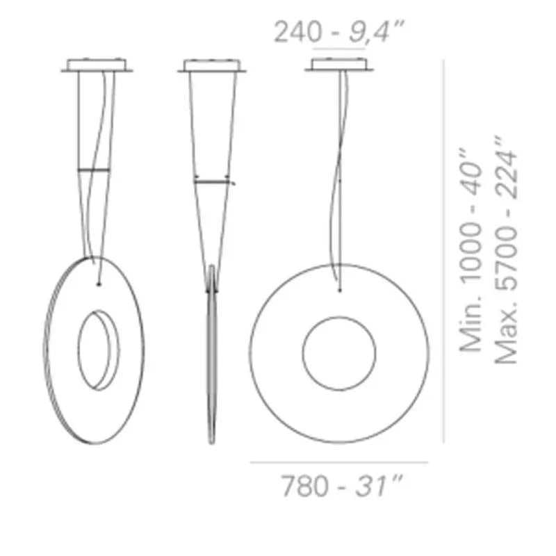 10 HEURES 10 Iris 80 Vertical Pendant Light | All Square Lighting