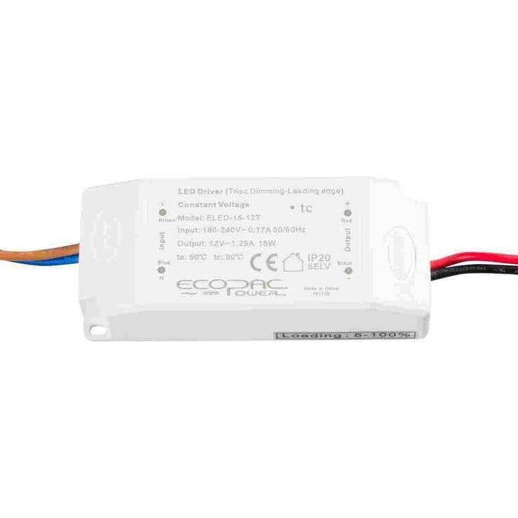 100% Light UK 15W 12V Dimmable IP20 LED Driver | All Square Lighting