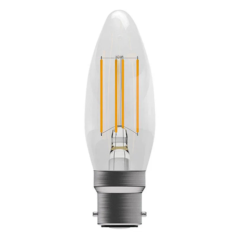 100% Light UK 3.3W BC Clear LED Filament Candle Lamp | All Square Lighting