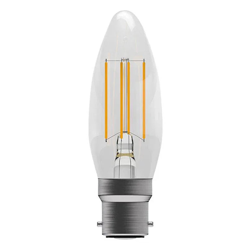 100% Light UK 3.3W BC Clear LED Filament Candle Lamp | All Square Lighting