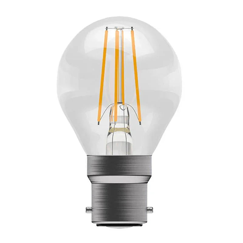 100% Light UK 3.3W BC Clear LED Filament Golf Ball Lamp | All Square Lighting