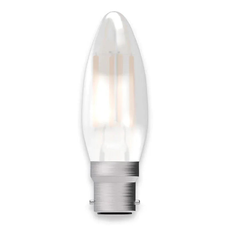 100% Light UK 3.3W BC Satin LED Filament Candle Lamp | All Square Lighting