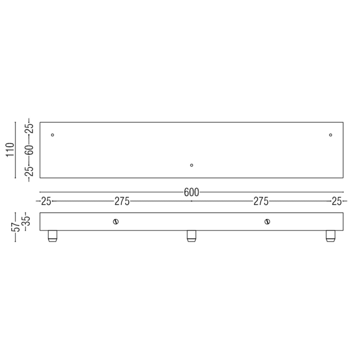 Pulo Rectangular 600 X3 Grip Ceiling Rose