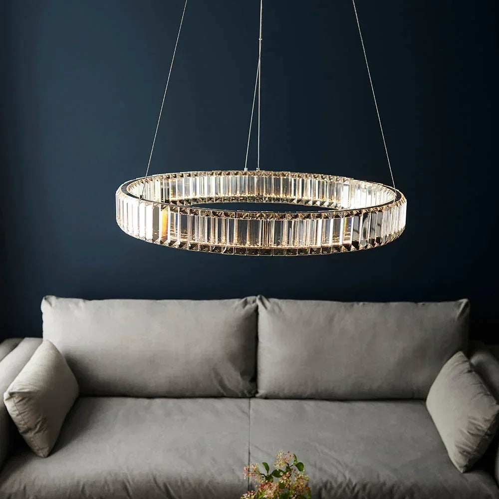 Luna Halo Crystal Ring Pendant Light