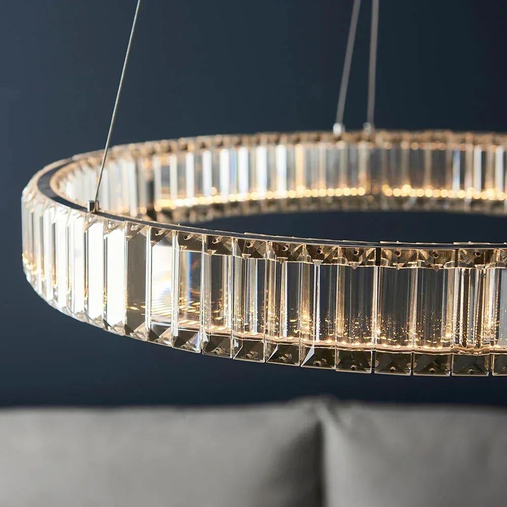 Luna Halo Crystal Ring Pendant Light