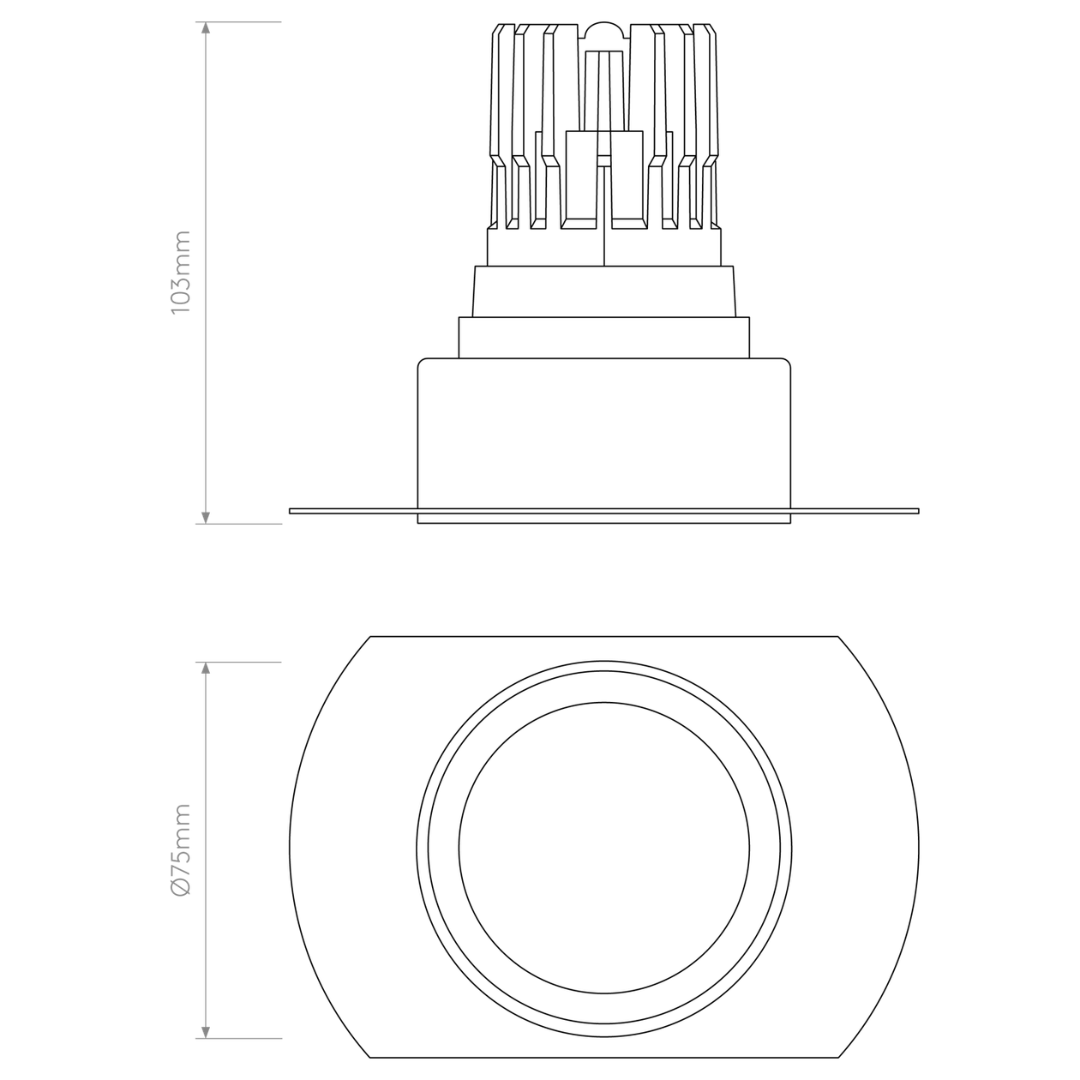 Trimless PRO Round Fixed IP65 Downlight