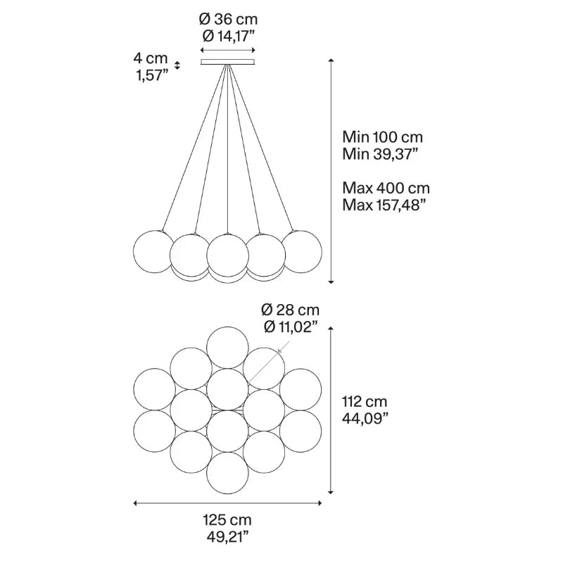 Lodes Random Cloud 14 28Ø Pendant Light | All Square Lighting