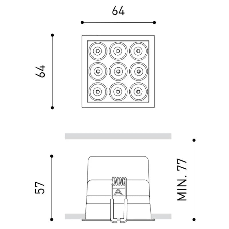 Arkoslight Black Foster Micro 3x3 Downlight | All Square Lighting