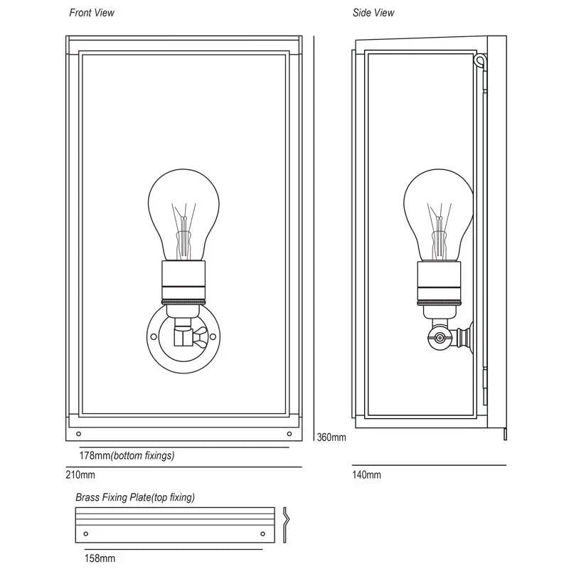 Original BTC Box Medium External Glass Wall Light | All Square Lighting