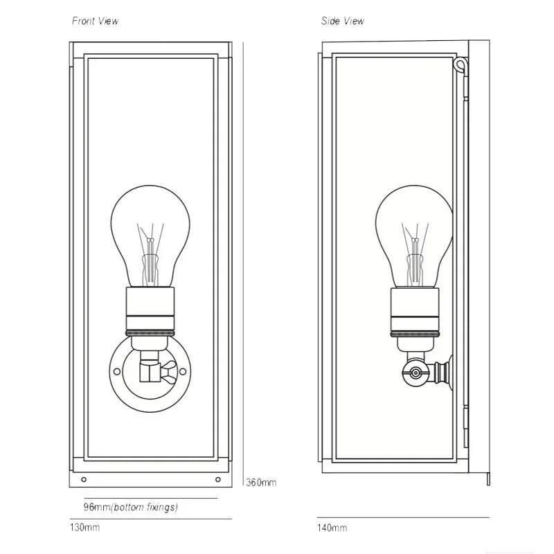 Original BTC Box Narrow External Glass Wall Light | All Square Lighting