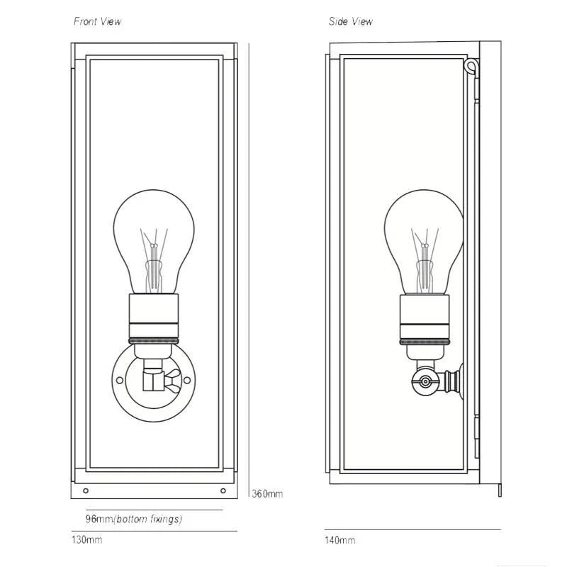 Original BTC Box Narrow External Glass Wall Light | All Square Lighting