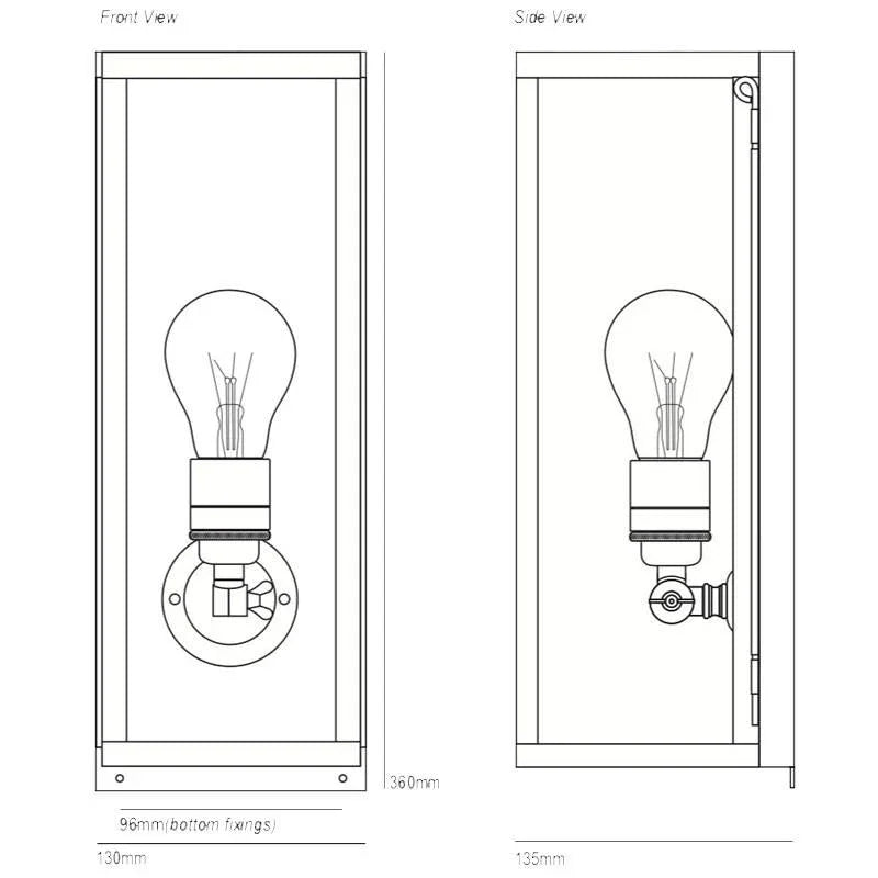 Original BTC Box Narrow Internal Glass Wall Light | All Square Lighting