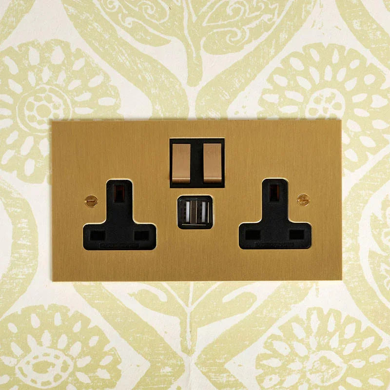 Forbes & Lomax F&L Brushed Brass Switches & Sockets | All Square Lighting