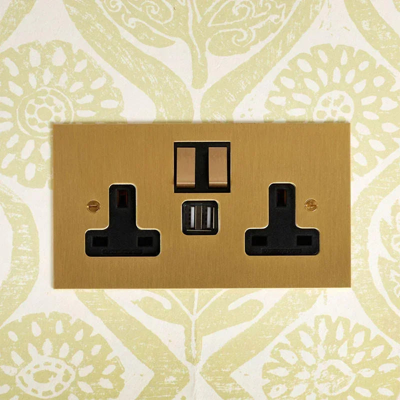 Forbes & Lomax F&L Brushed Brass Switches & Sockets | All Square Lighting