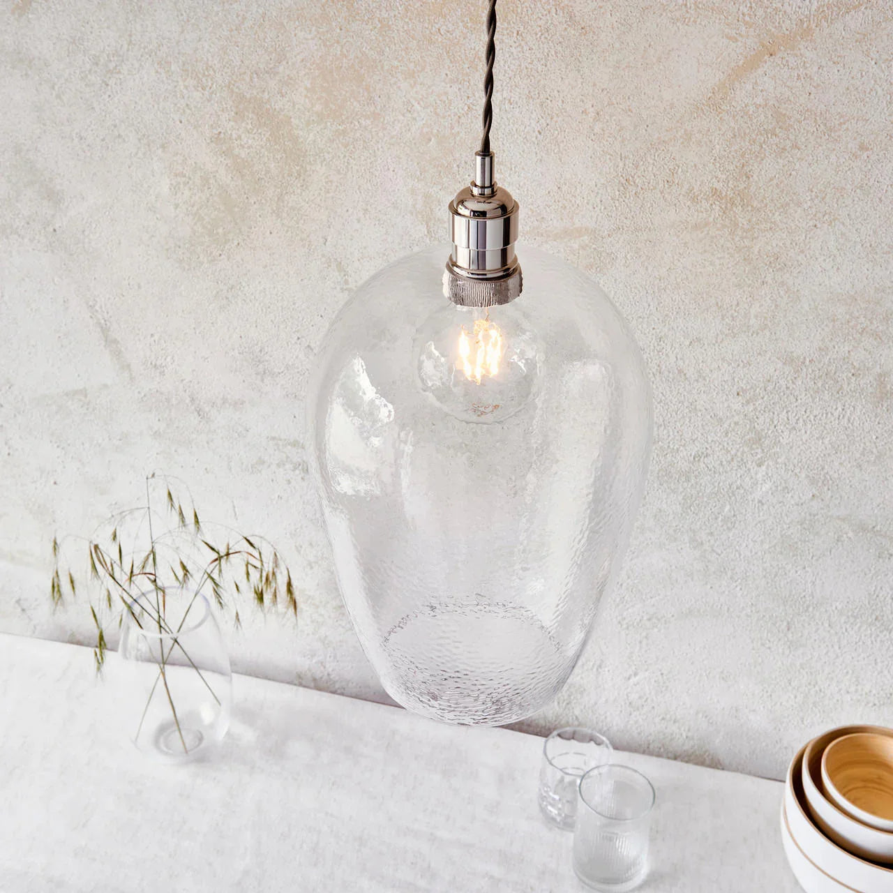 Lifestyle Lighting Company Hammered Glass Large Pendant Light | All Square Lighting