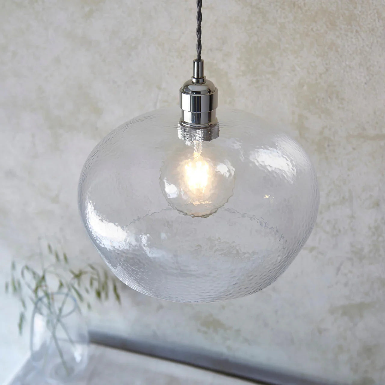 Lifestyle Lighting Company Hammered Glass Medium Pendant Light | All Square Lighting