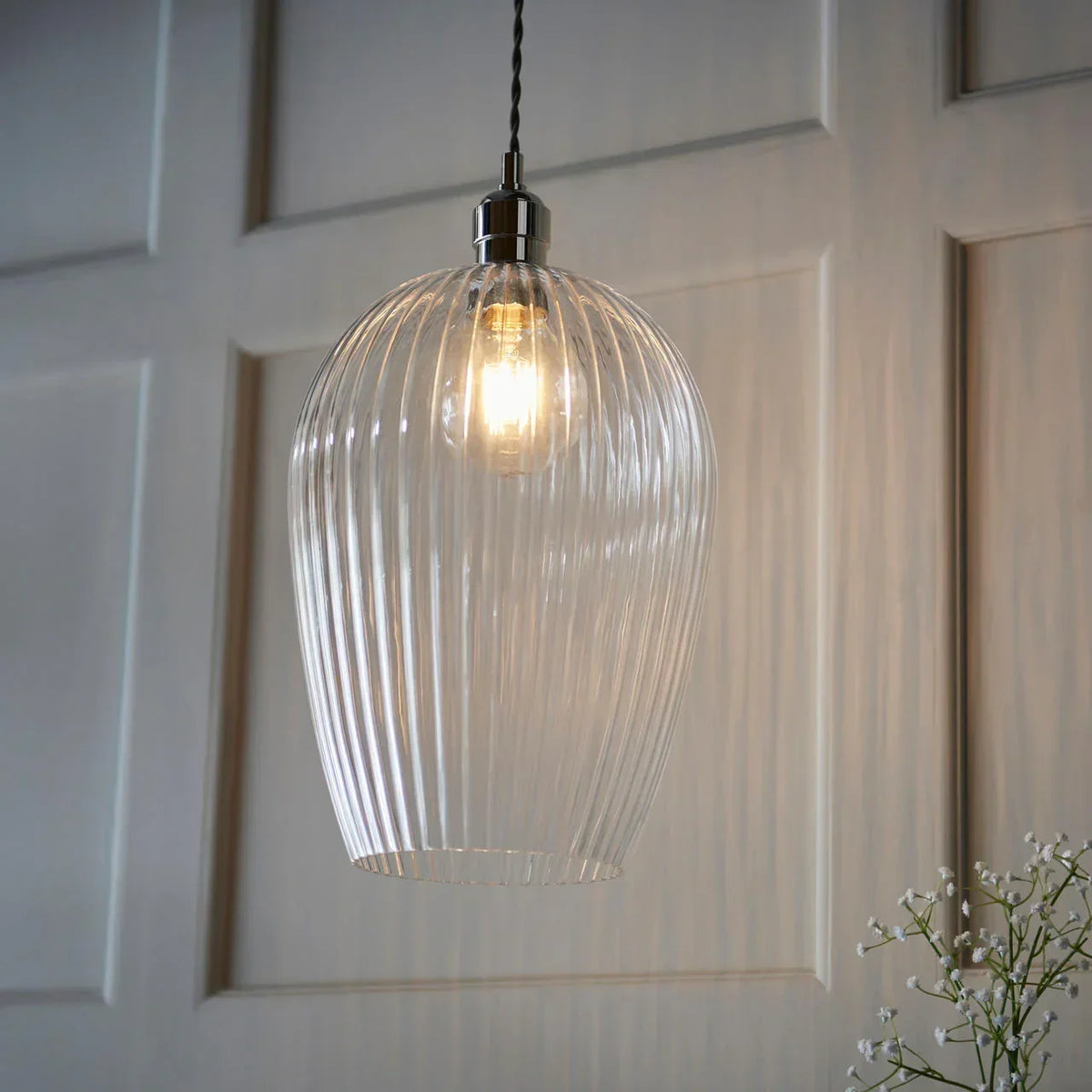 Lifestyle Lighting Company Ribbed Glass Large Pendant Light | All Square Lighting