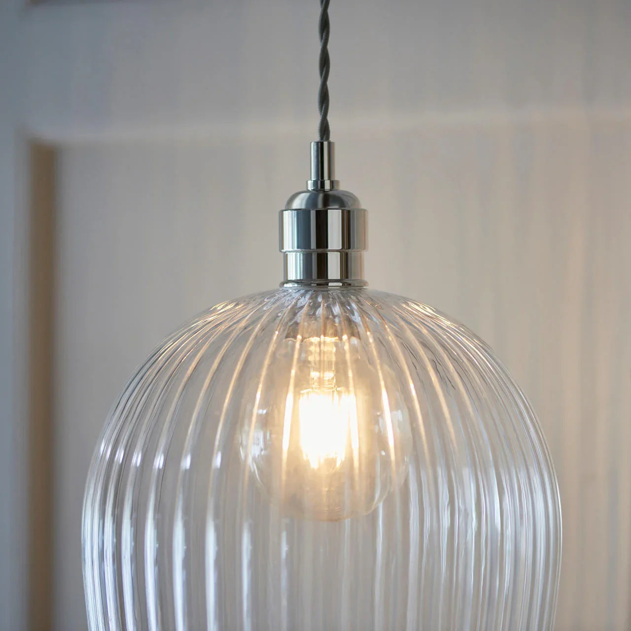Lifestyle Lighting Company Ribbed Glass Large Pendant Light | All Square Lighting