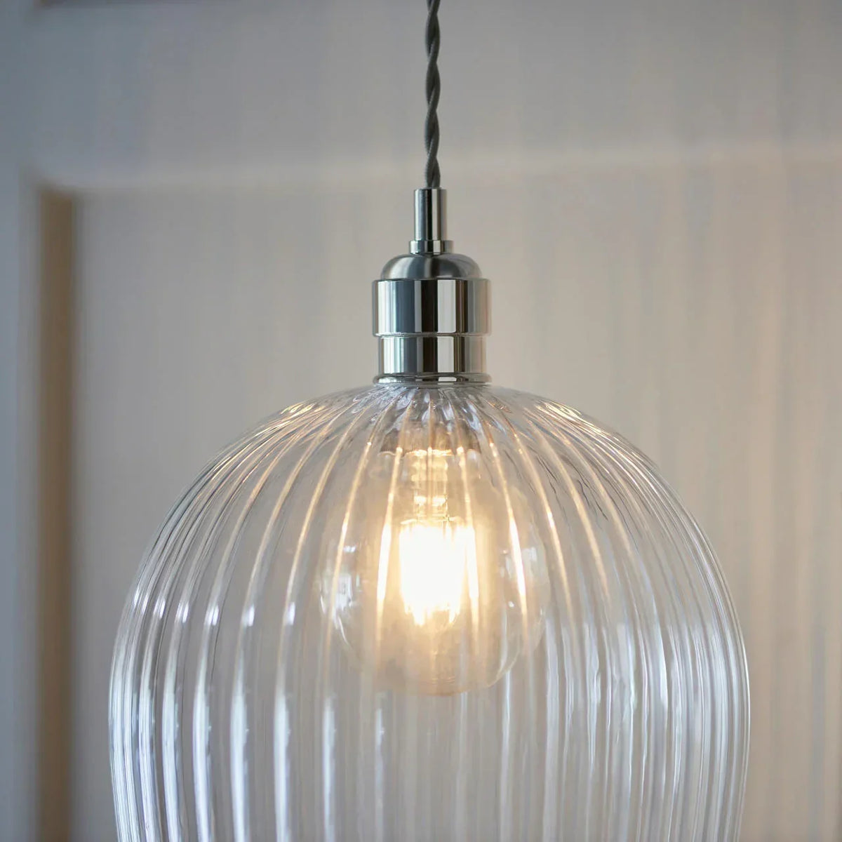 Lifestyle Lighting Company Ribbed Glass Large Pendant Light | All Square Lighting