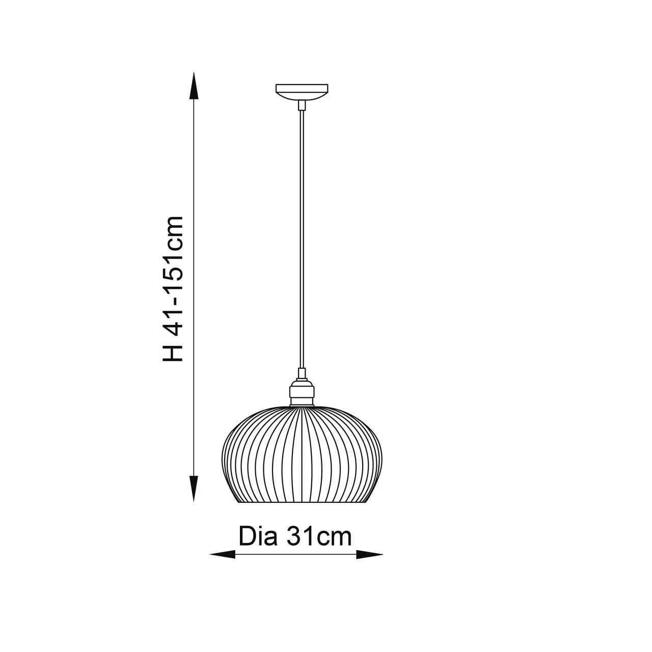 Lifestyle Lighting Company Ribbed Glass Medium Pendant Light | All Square Lighting