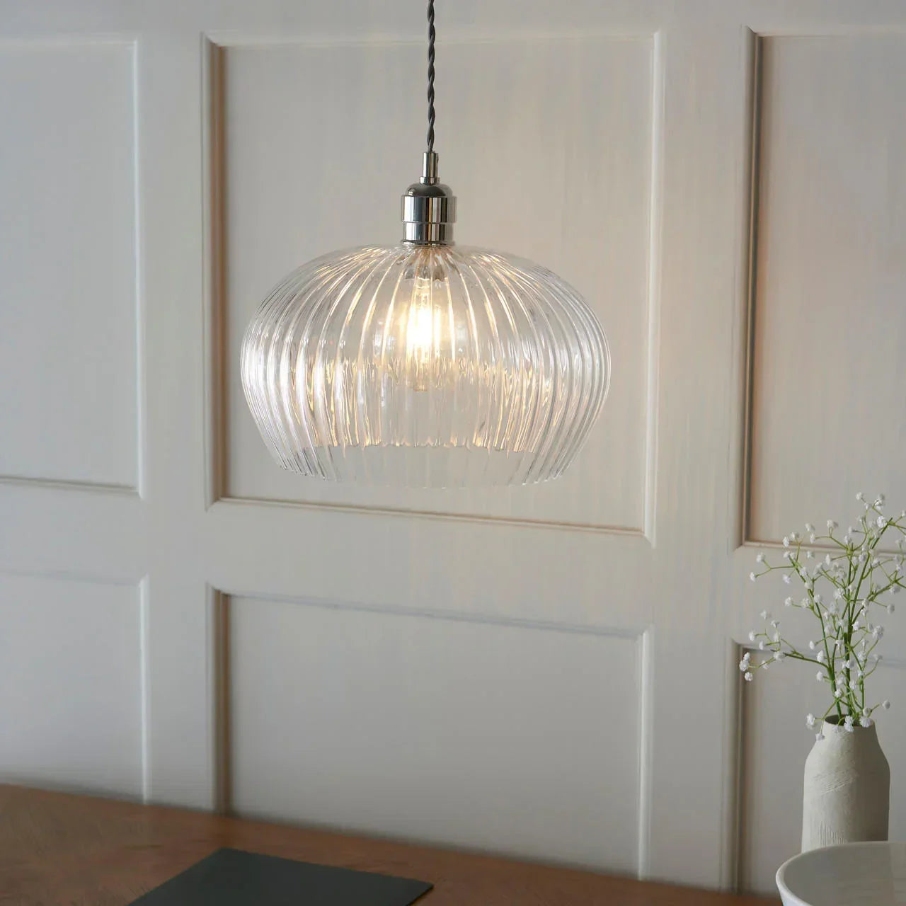 Lifestyle Lighting Company Ribbed Glass Medium Pendant Light | All Square Lighting