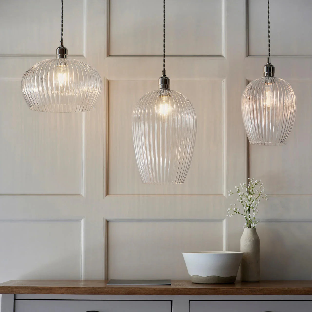 Lifestyle Lighting Company Ribbed Glass Small Pendant Light | All Square Lighting