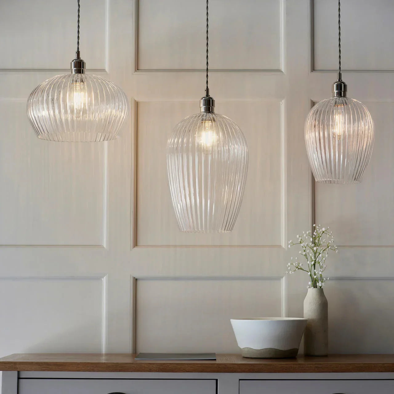 Lifestyle Lighting Company Ribbed Glass Small Pendant Light | All Square Lighting