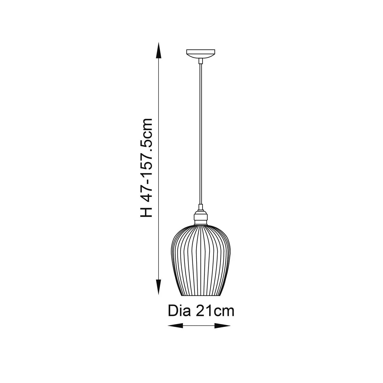 Lifestyle Lighting Company Ribbed Glass Small Pendant Light | All Square Lighting