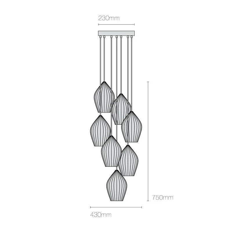 Original BTC Fin Grouping Of 7 Pendant Light | All Square Lighting