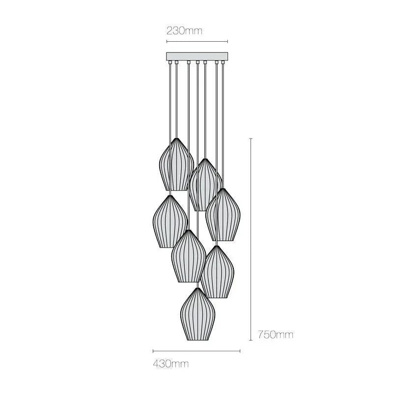 Original BTC Fin Grouping Of 7 Pendant Light | All Square Lighting