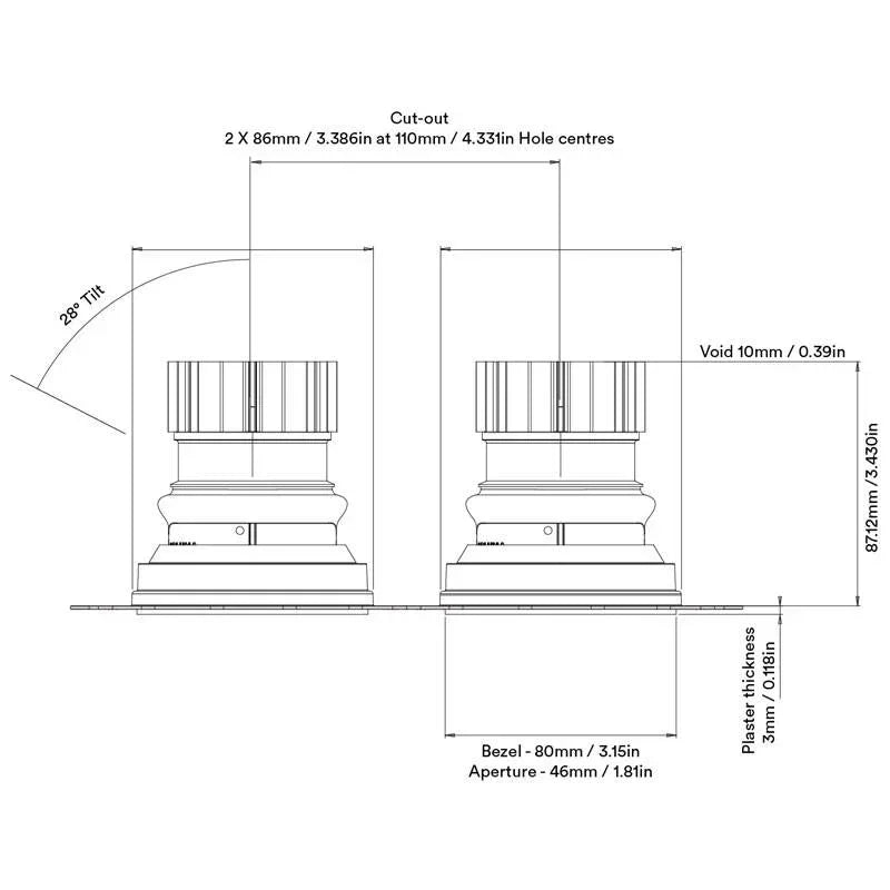Orluna Fade Twin Adjustable Downlight | All Square Lighting