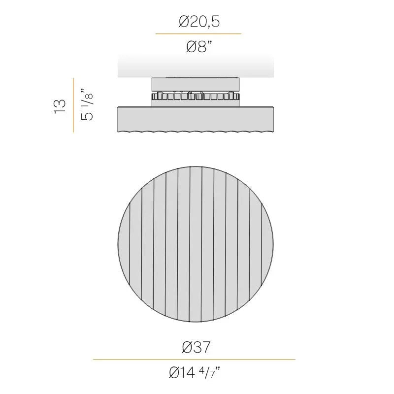 Panzeri Côte 37 Ceiling Light | All Square Lighting