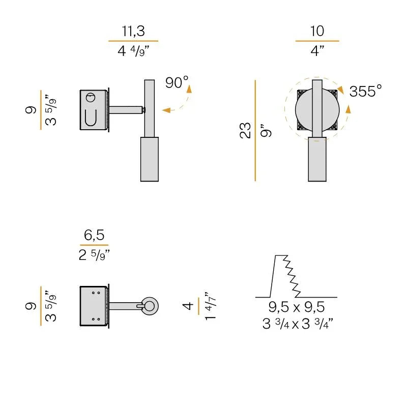 Panzeri Tubino Recessed Wall Light | All Square Lighting