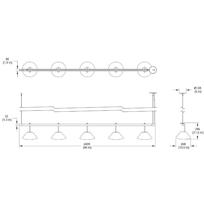 RBW Highline 8’ 5 Head Pendant Light | All Square Lighting