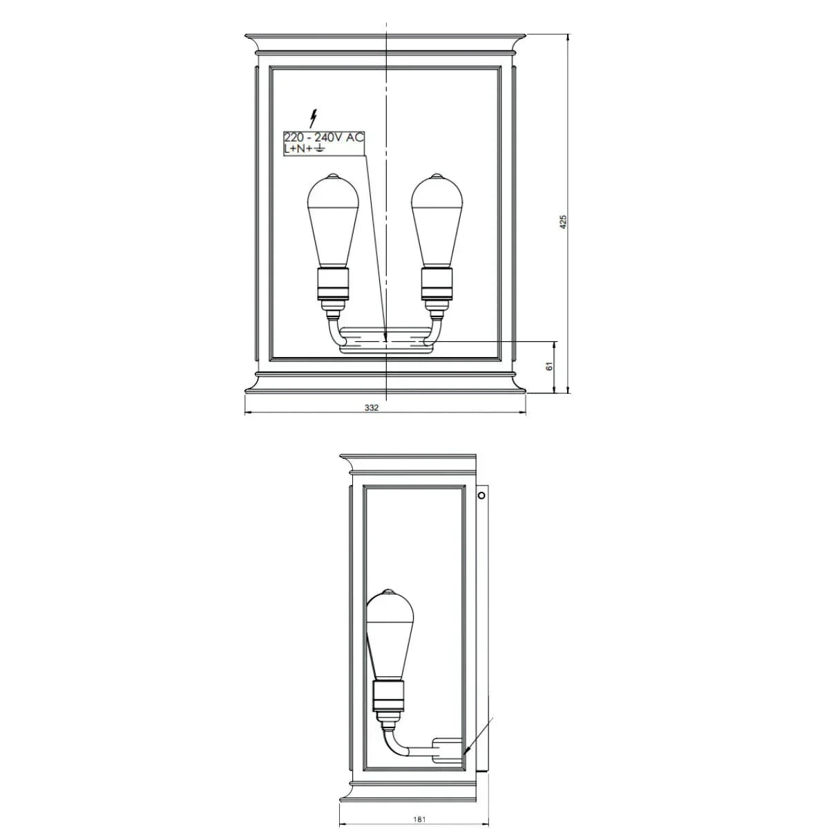 Tekna Fullham N165 Wall Light | All Square Lighting