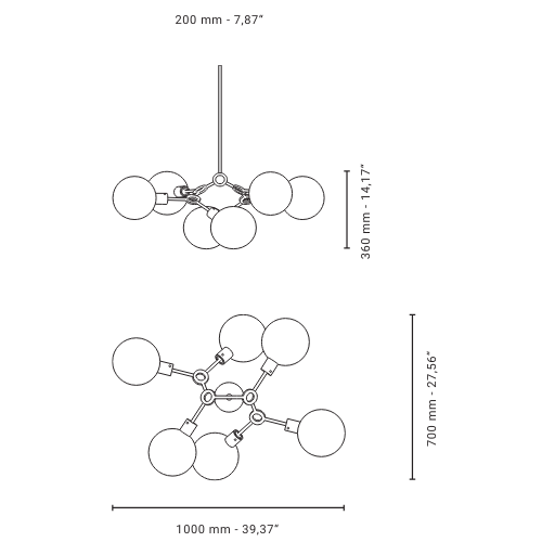 Ora 6 Compact Chandelier Pendant Light