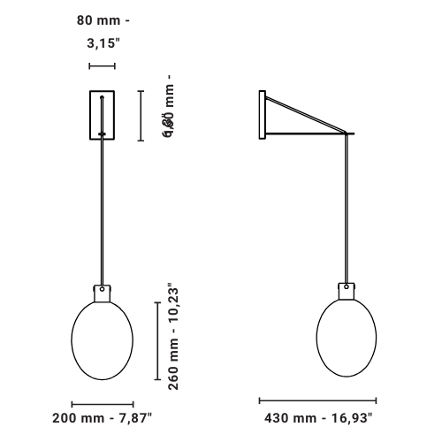 Glow Suspension With Bracket Wall Light