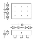 Pulo Square X9 Grip Ceiling Rose