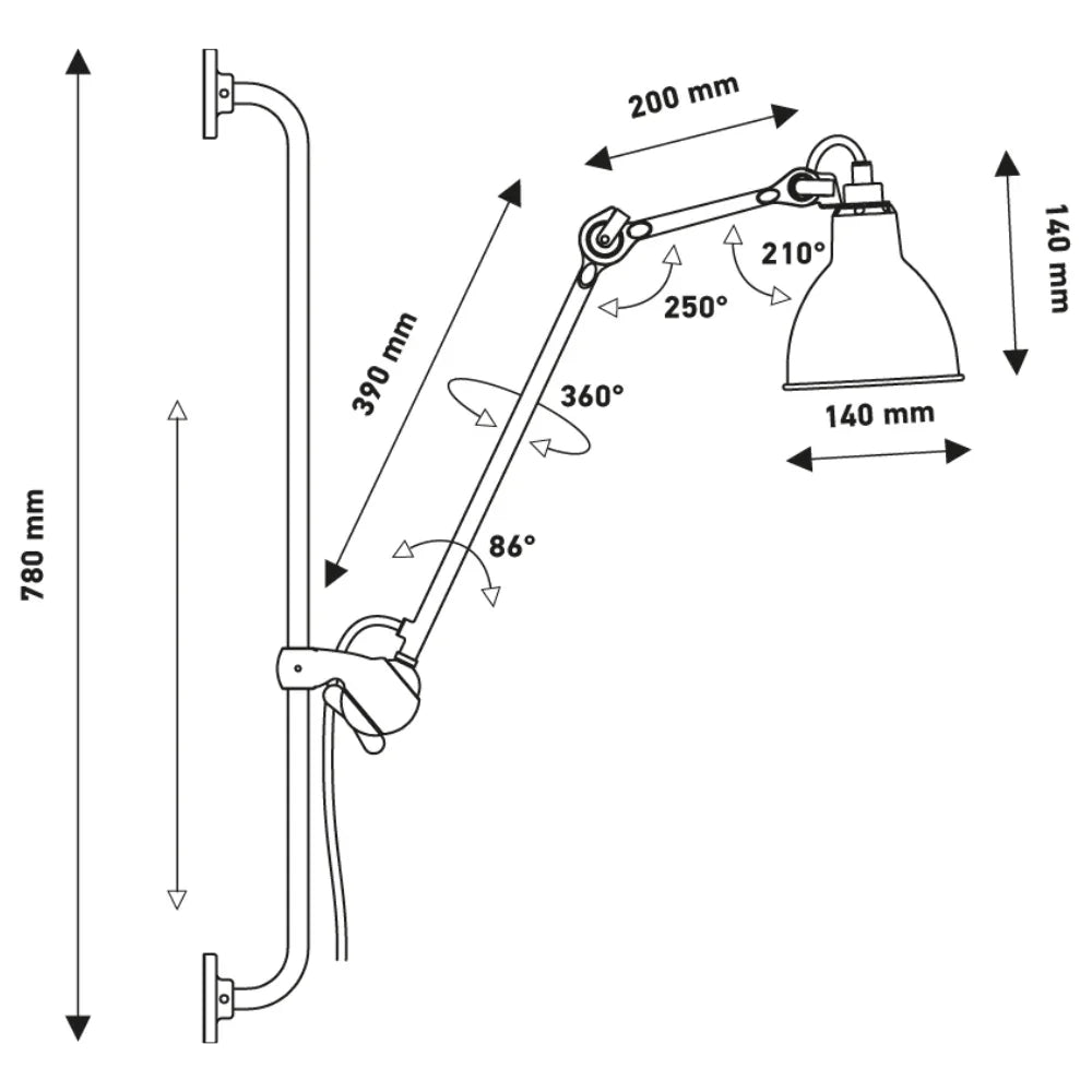 N°210 Plug Switch & Cable Wall Light