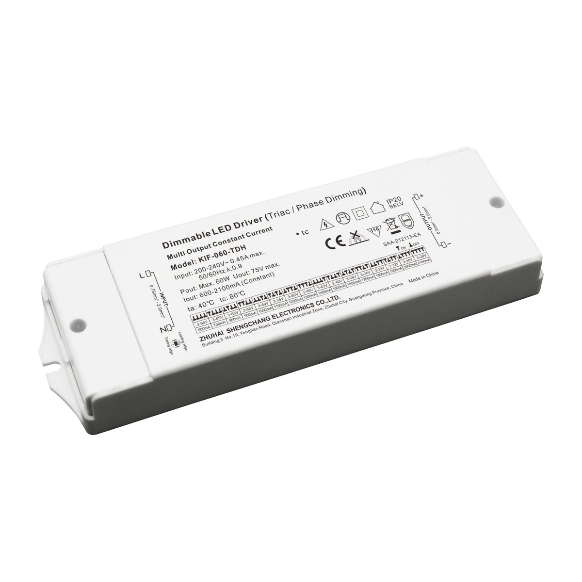 60W LED Driver Mains Dimmable 600-2100mA