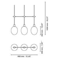 Glow 3 In Line Ceiling Light