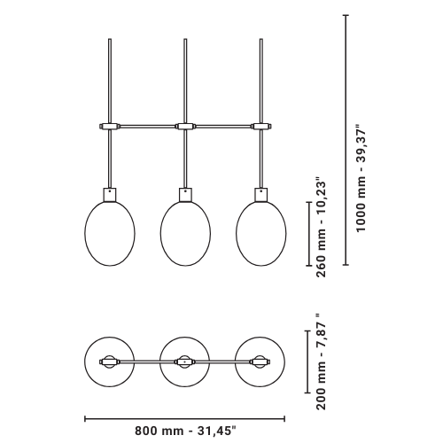 Glow 3 In Line Ceiling Light