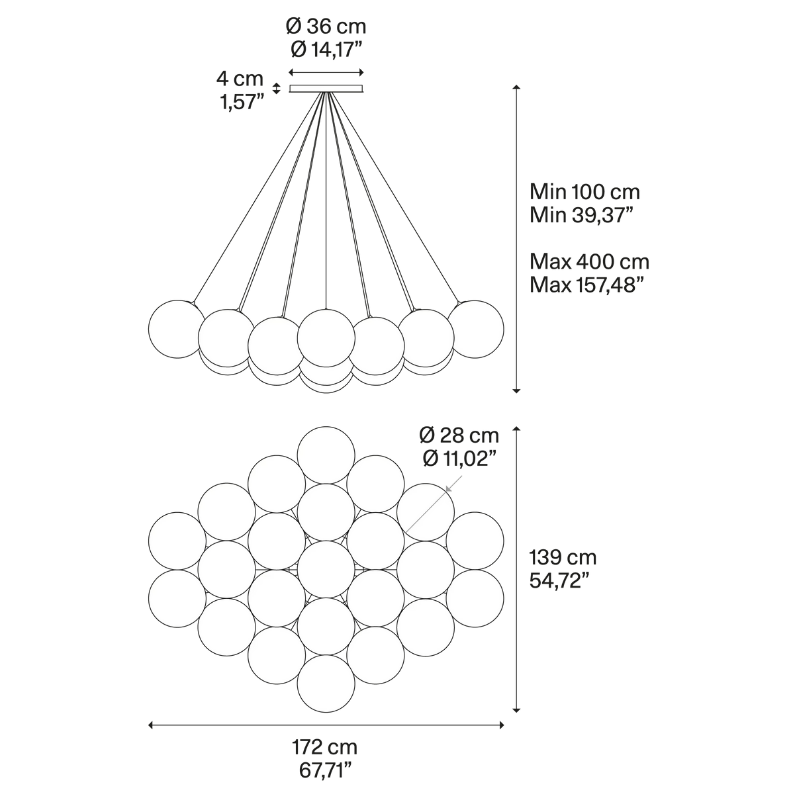 Random Cloud 23 28Ø Pendant Light