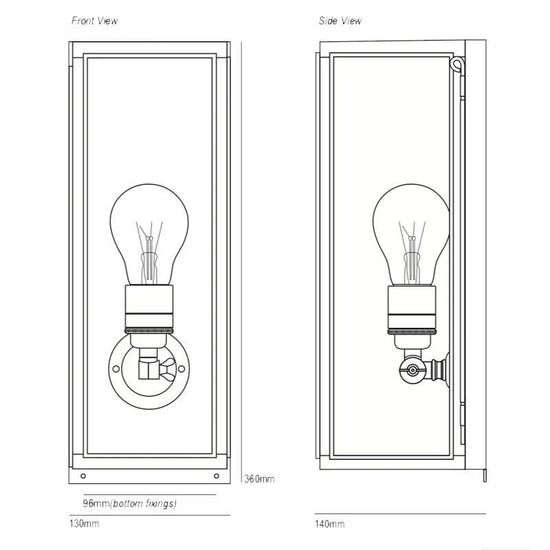 Box Narrow External Glass Wall Light