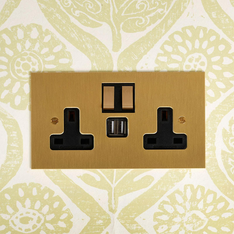 Forbes & Lomax F&L Brushed Brass Switches & Sockets | All Square Lighting