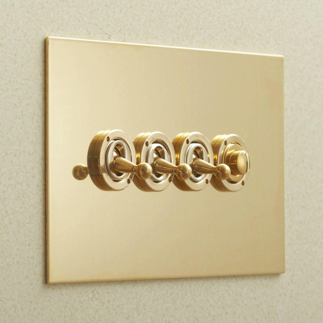 Forbes & Lomax F&L Unlacquered Brass Switches & Sockets | All Square Lighting