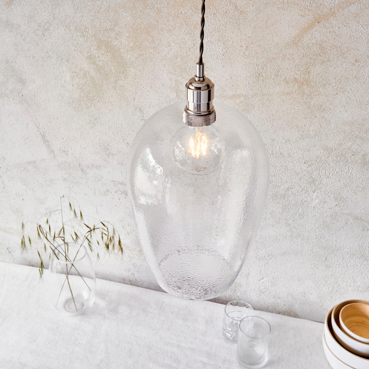 Lifestyle Lighting Company Hammered Glass Large Pendant Light | All Square Lighting