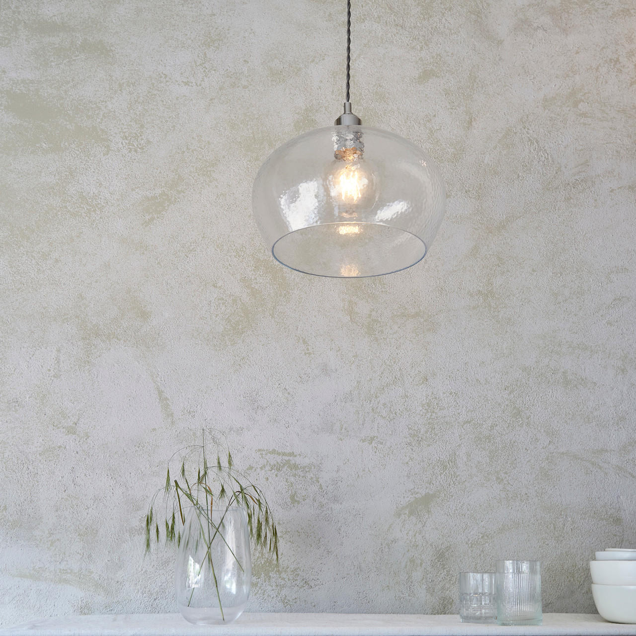Lifestyle Lighting Company Hammered Glass Medium Pendant Light | All Square Lighting