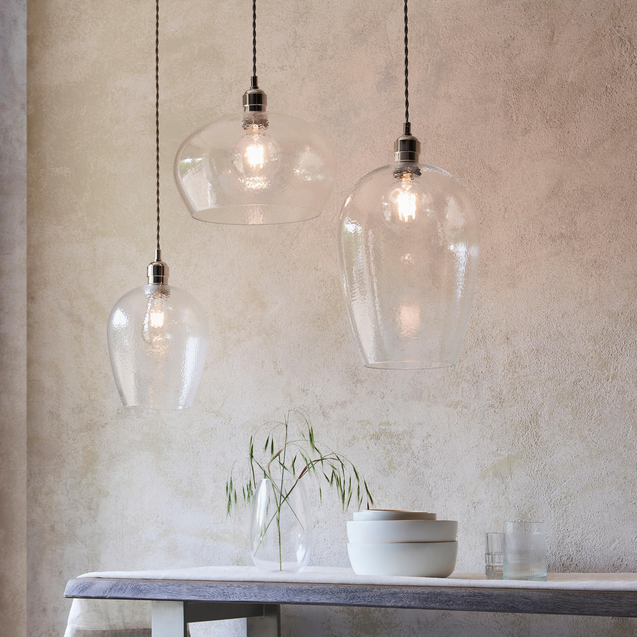 Lifestyle Lighting Company Hammered Glass Small Pendant Light | All Square Lighting
