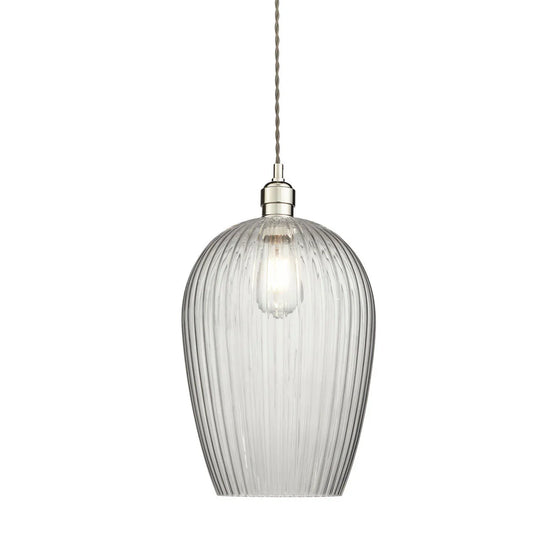 Ribbed Glass Large Pendant Light